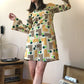 70s retro print dress