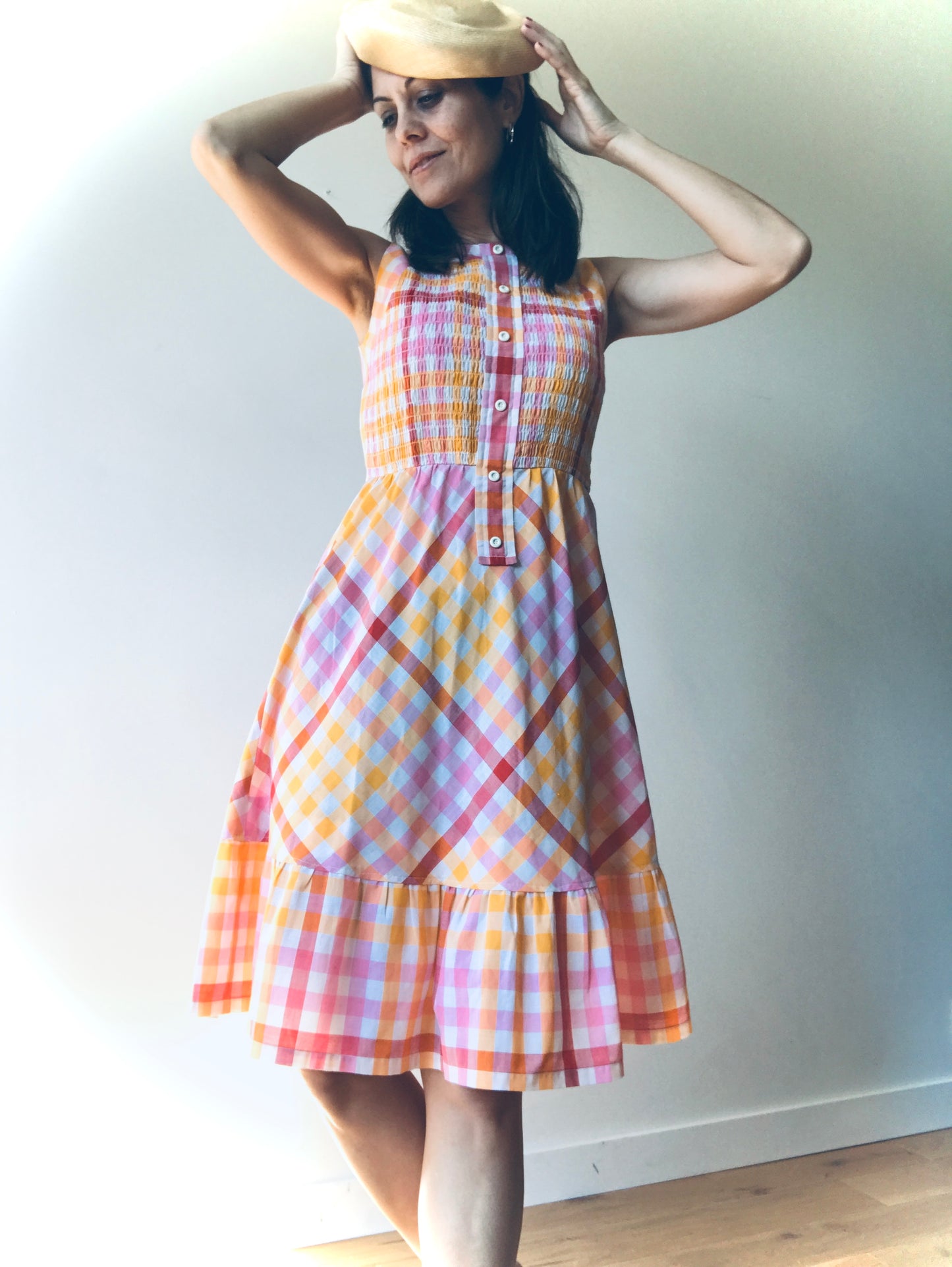 Vintage checkered midi dress