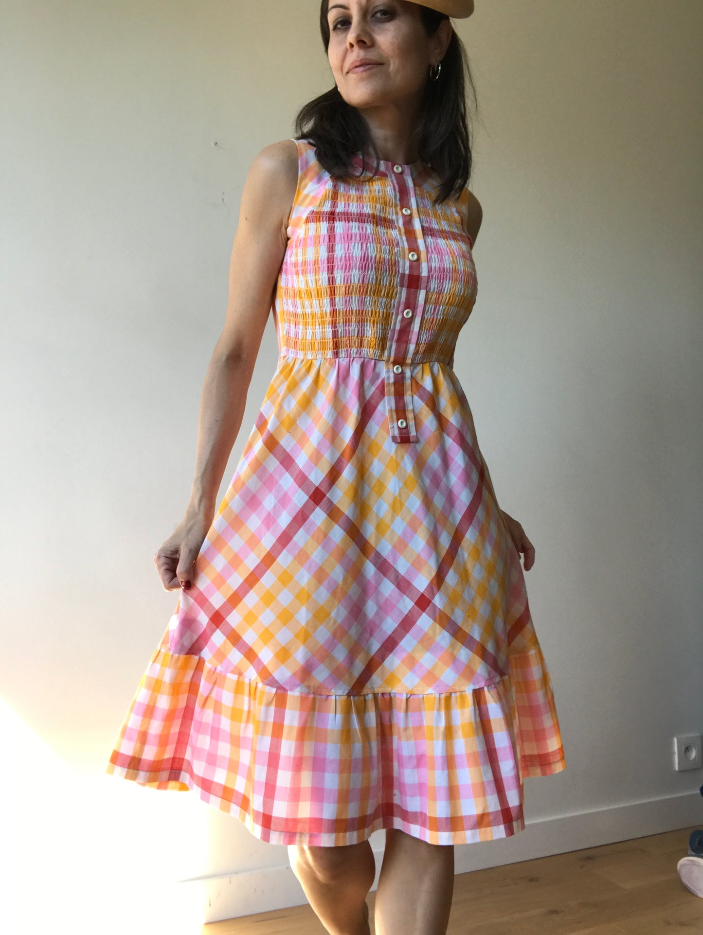 Vintage checkered midi dress