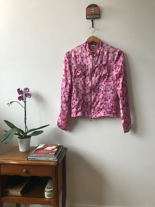 Polkadot silk bomber