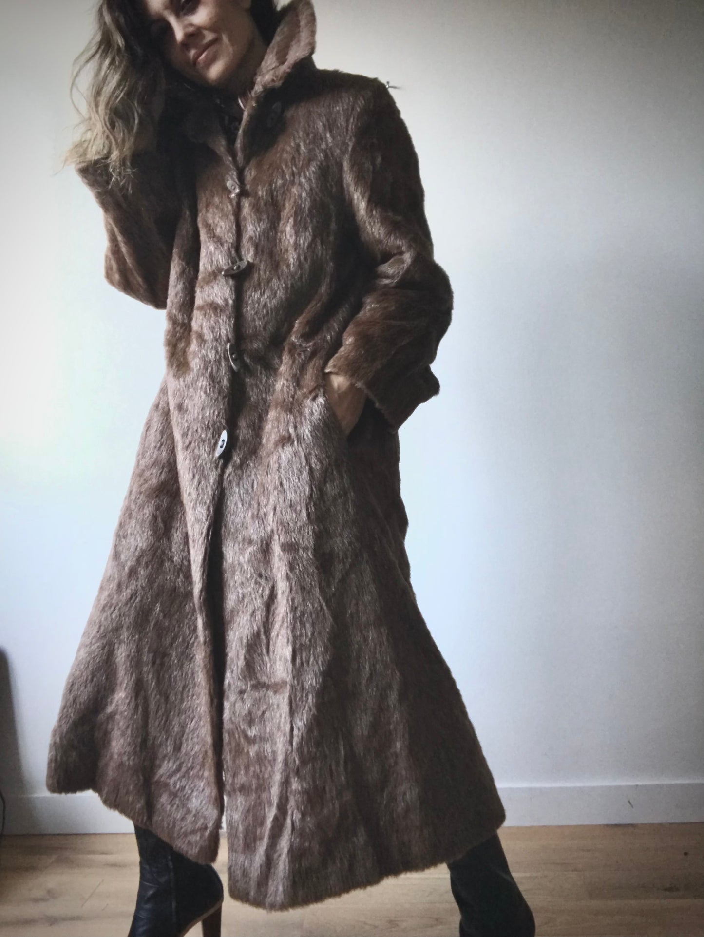 Faux fur maxi coat