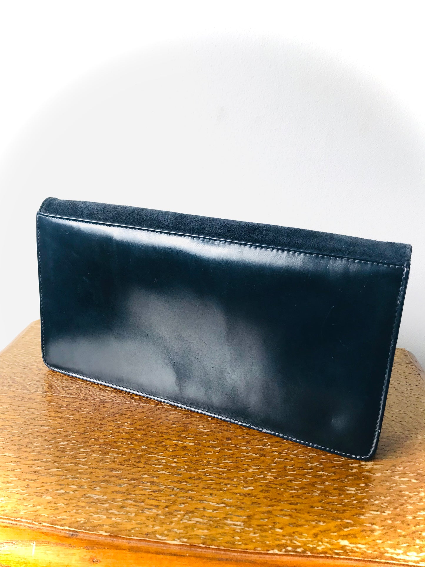 Suede & leather clutch