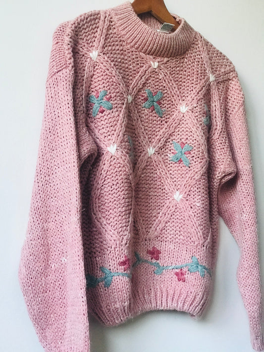 Vintage knited floral sweater