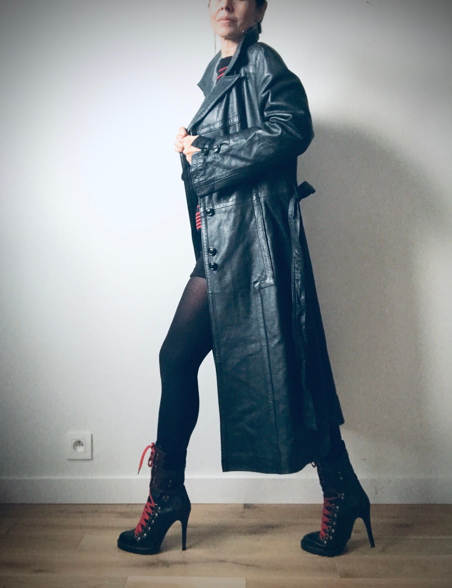 maxi leather coat vintage