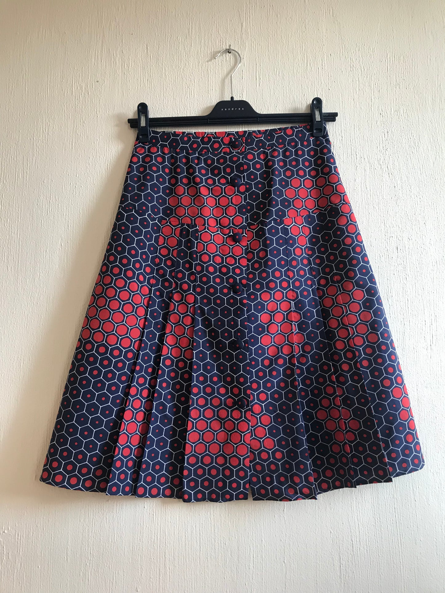 Retro print pleated skirt