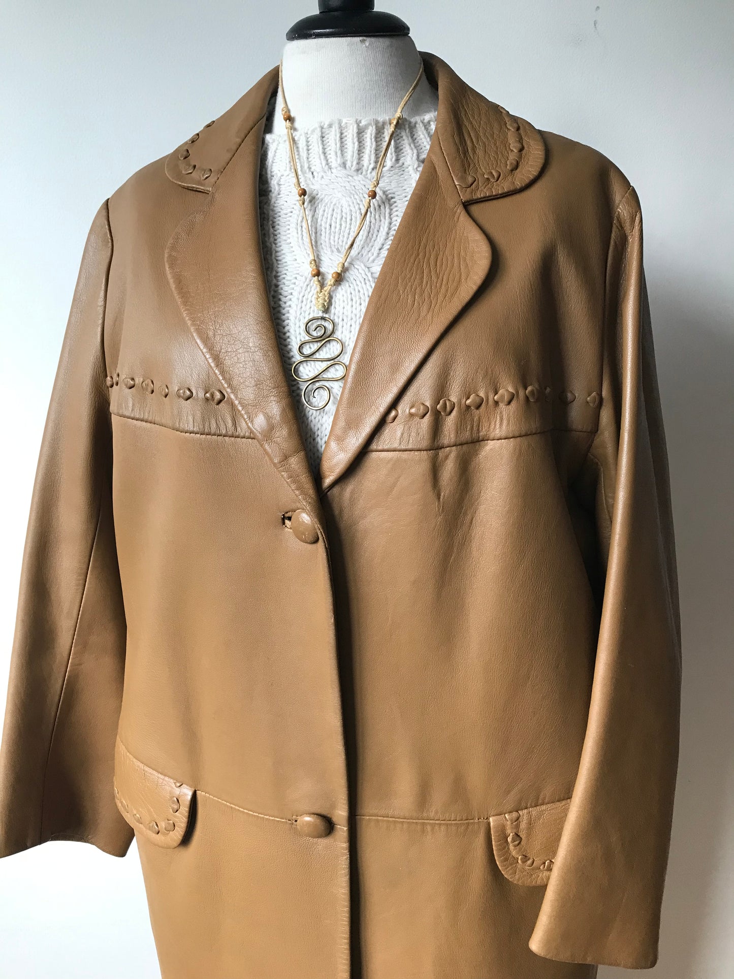 Lamb leather vintage coat