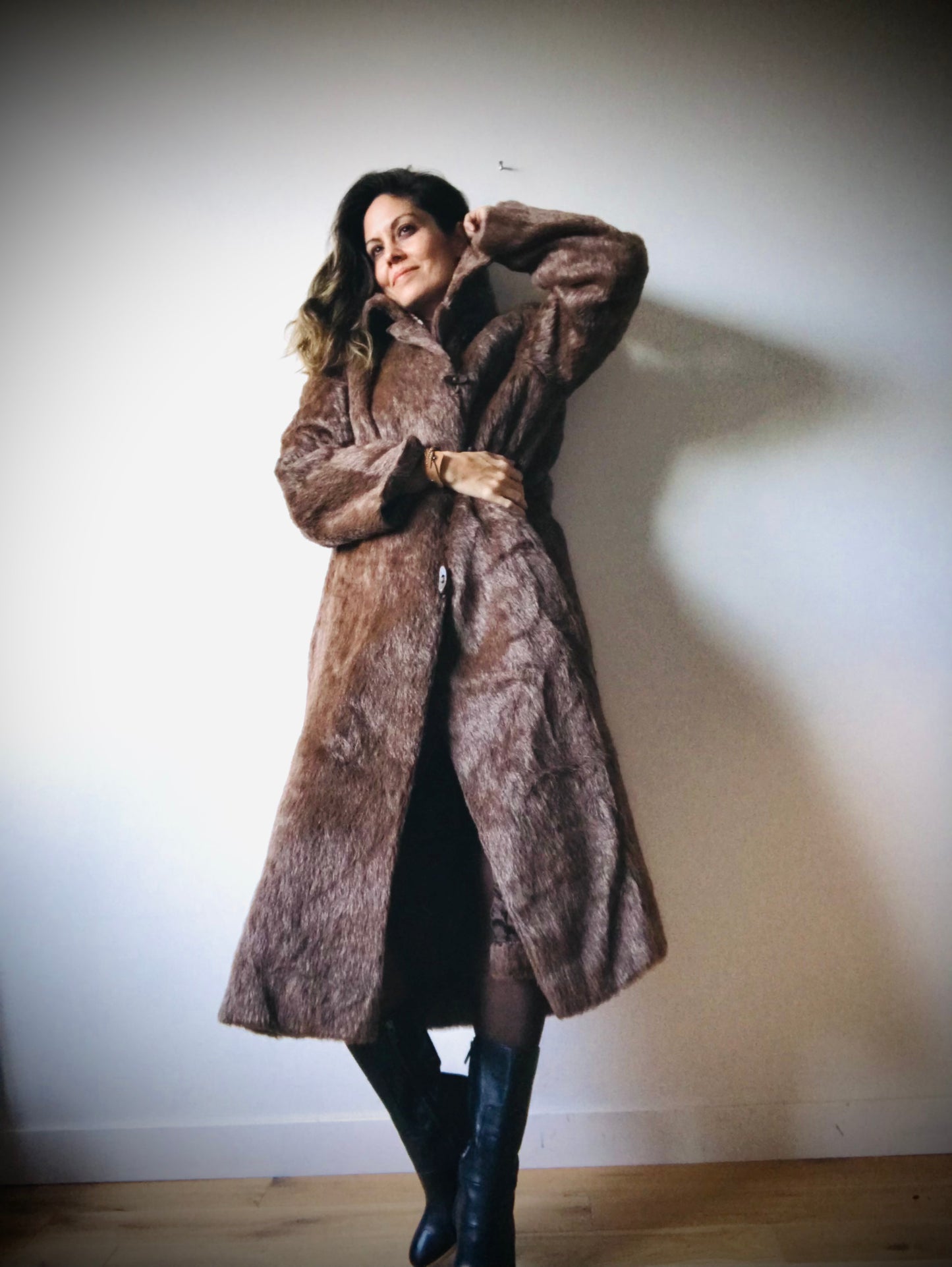 Faux fur maxi coat