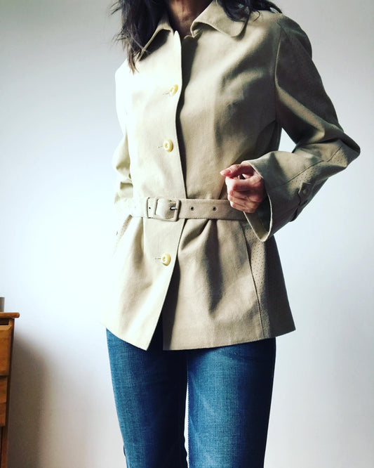 70s Suede look belted jacket