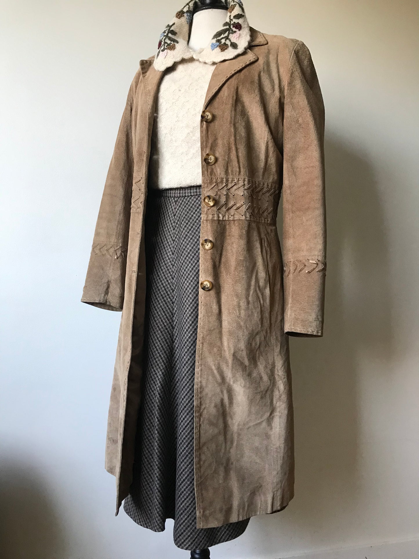 Naf Naf suede coat 90s