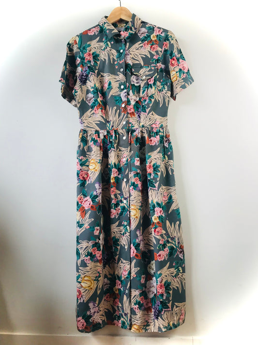 Vintage floral print long dress