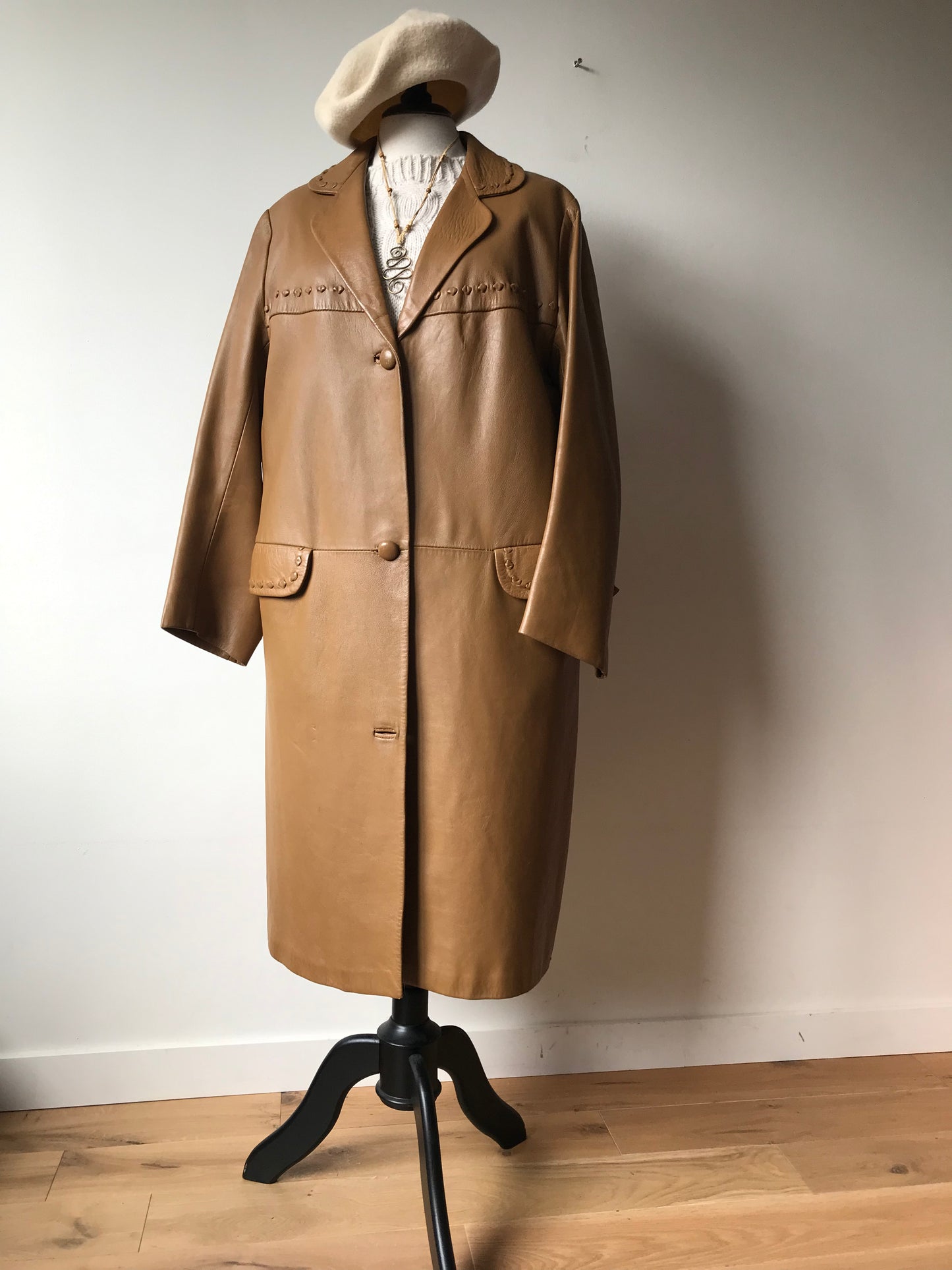 Lamb leather vintage coat