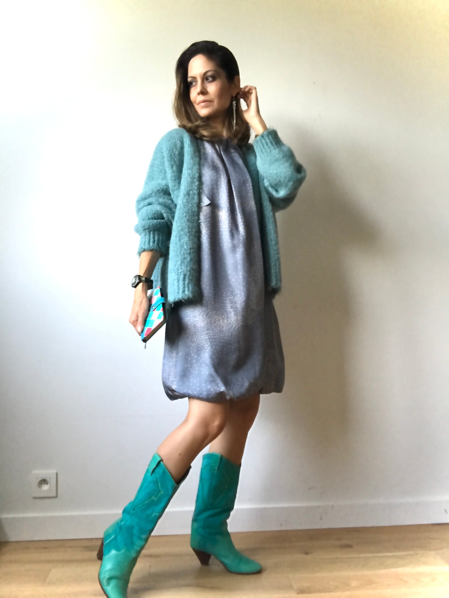 Turquoise wool cardigan