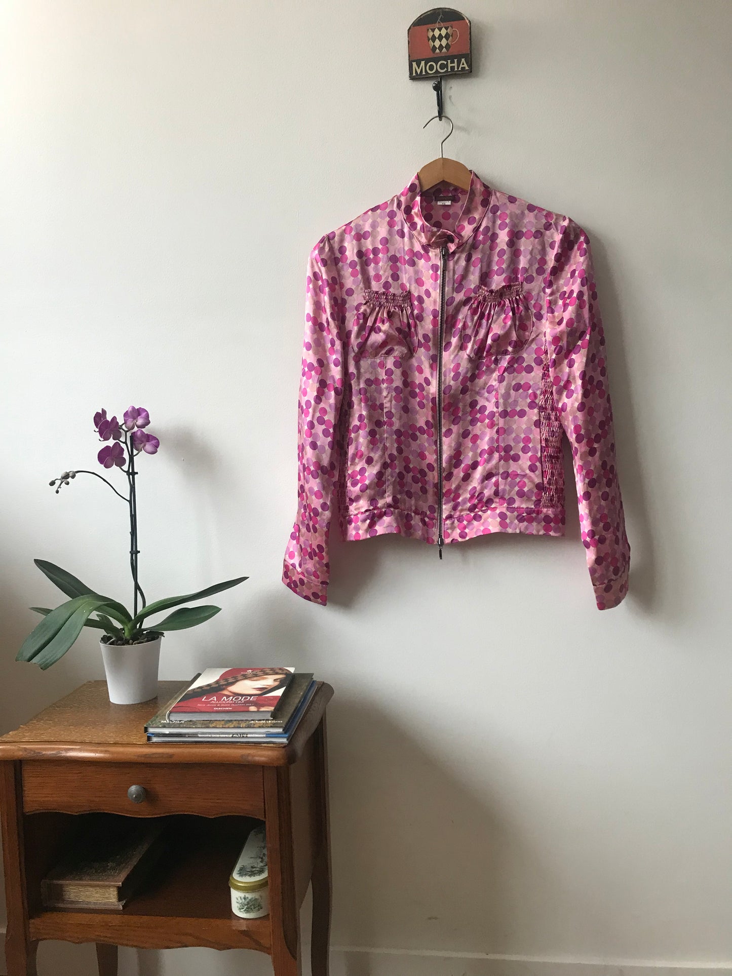 Polkadot silk bomber