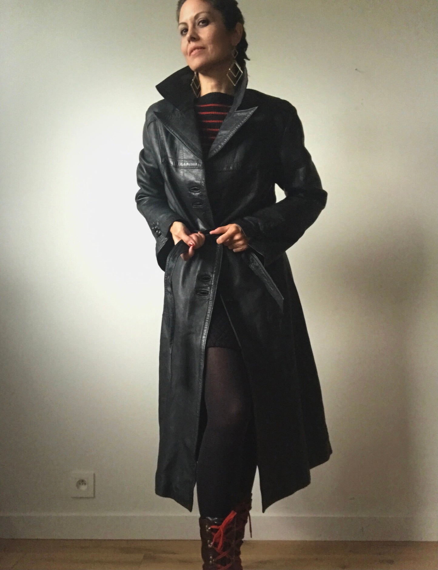 maxi leather coat vintage