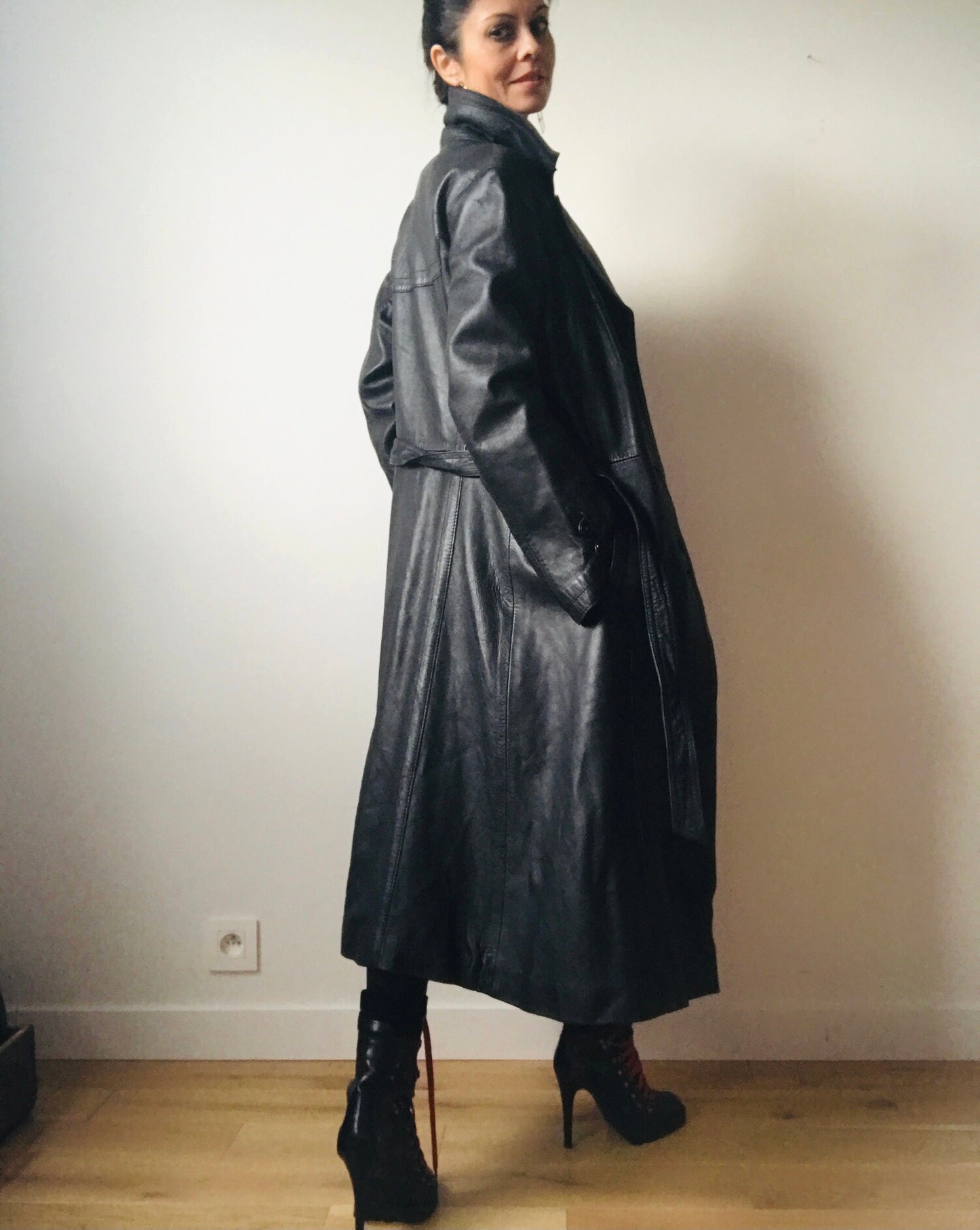 maxi leather coat vintage