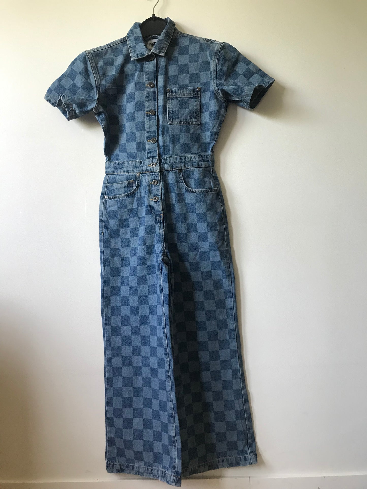 Vintage checkered denim jumpsuit