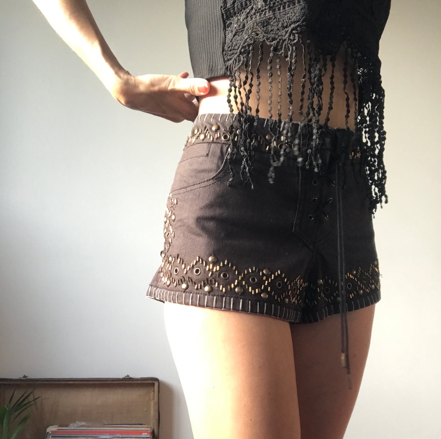 Kate Moss mini festival shorts