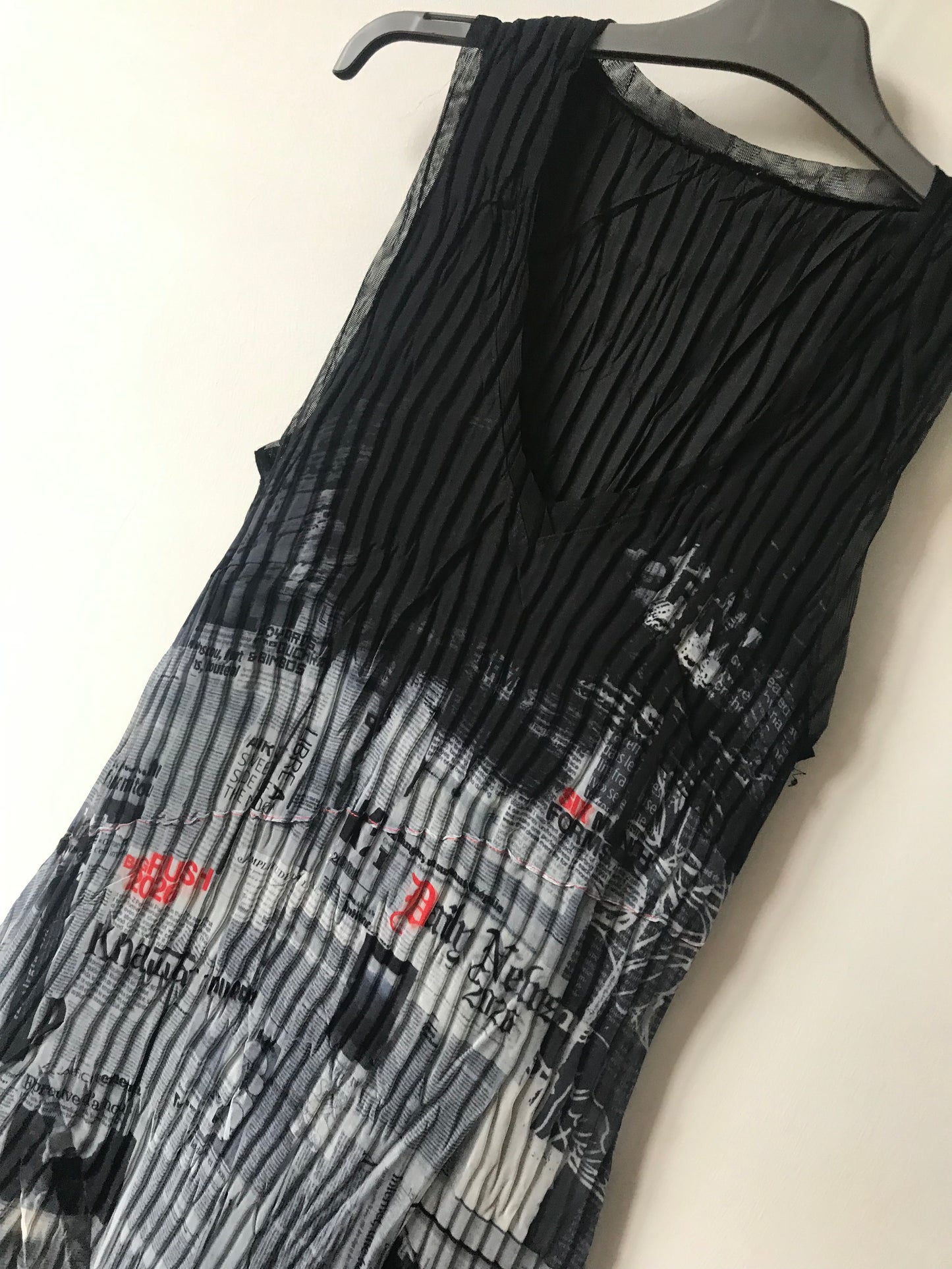 Asymetric paper print dress