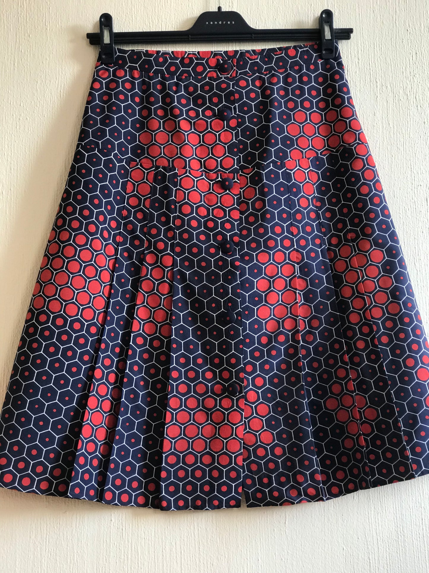 Retro print pleated skirt