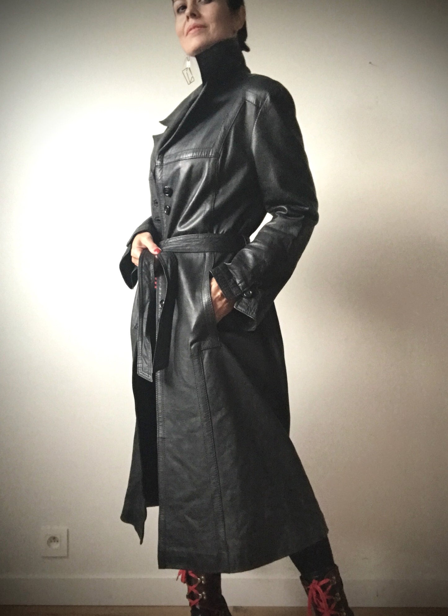 maxi leather coat vintage