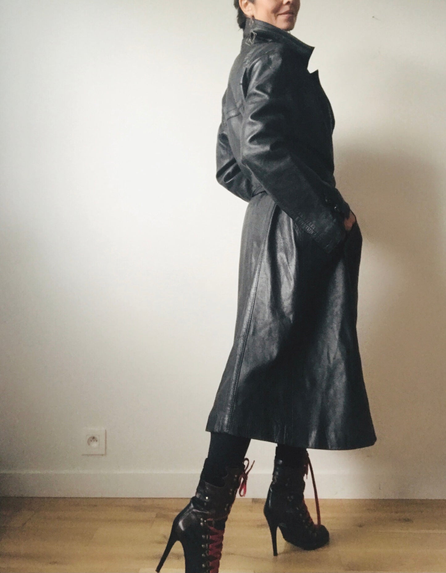 maxi leather coat vintage