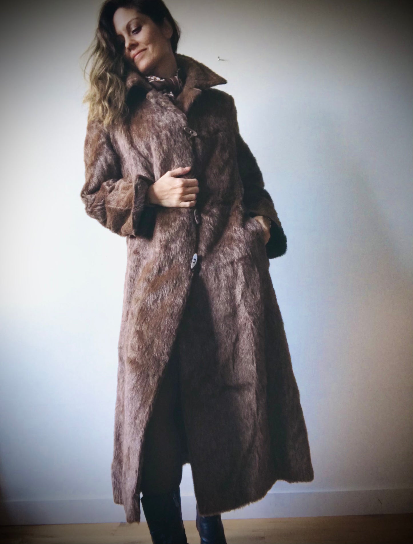 Faux fur maxi coat