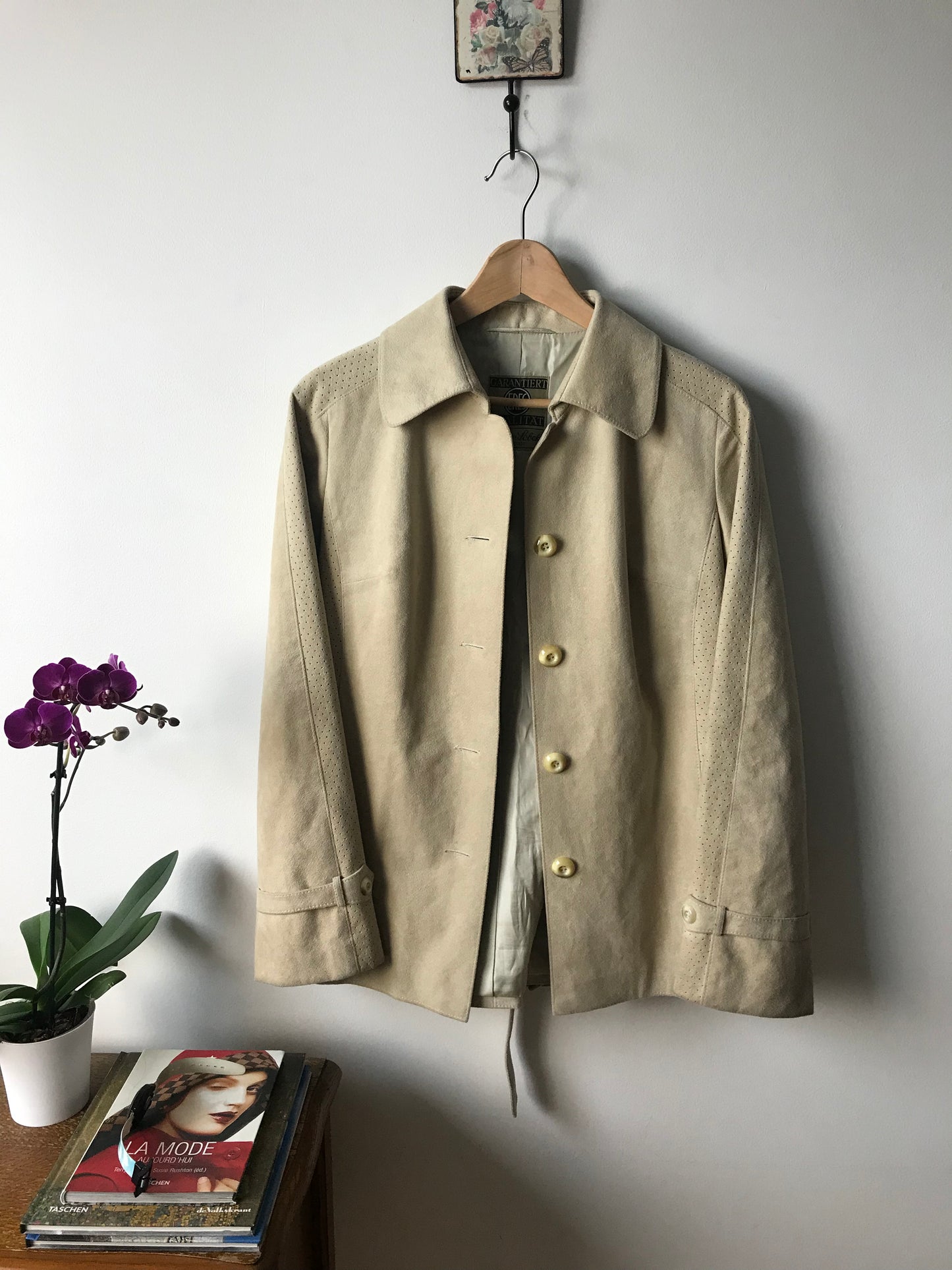 70s Suede look belted jacket