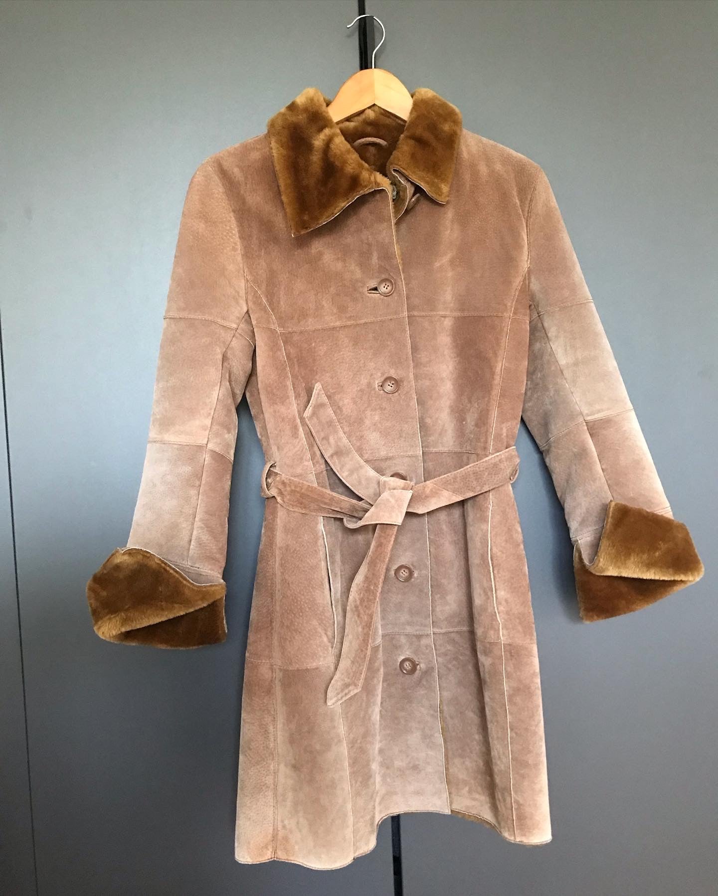 Belted nubuck coat