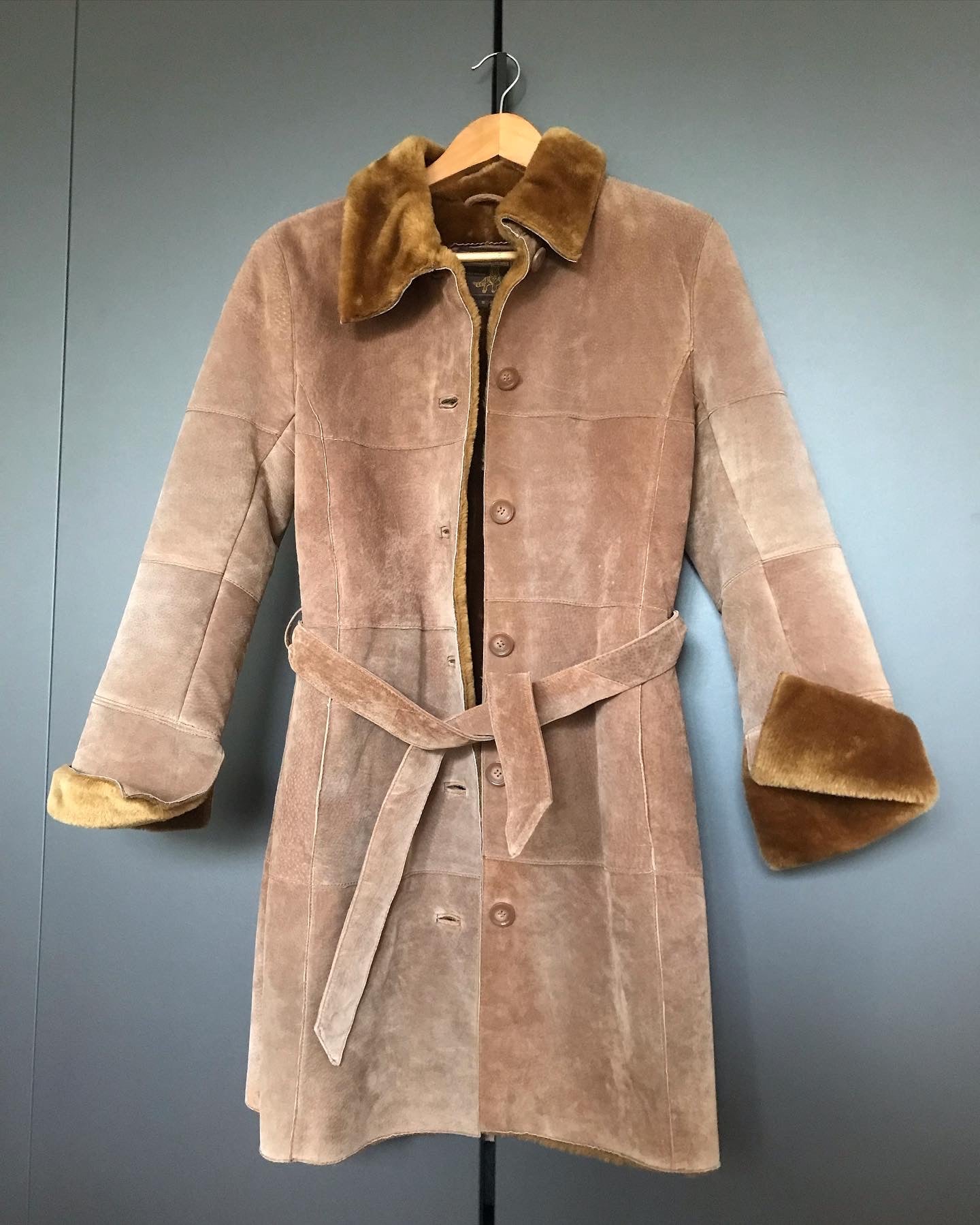 Belted nubuck coat