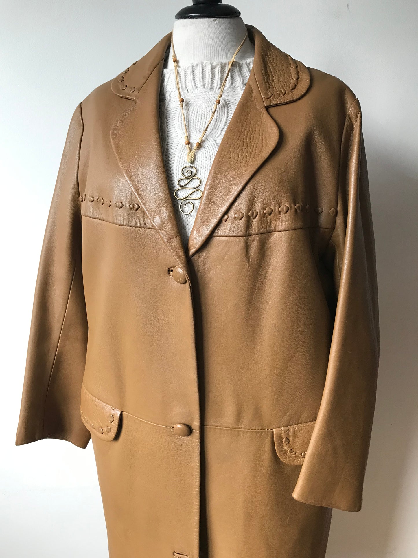 Lamb leather vintage coat