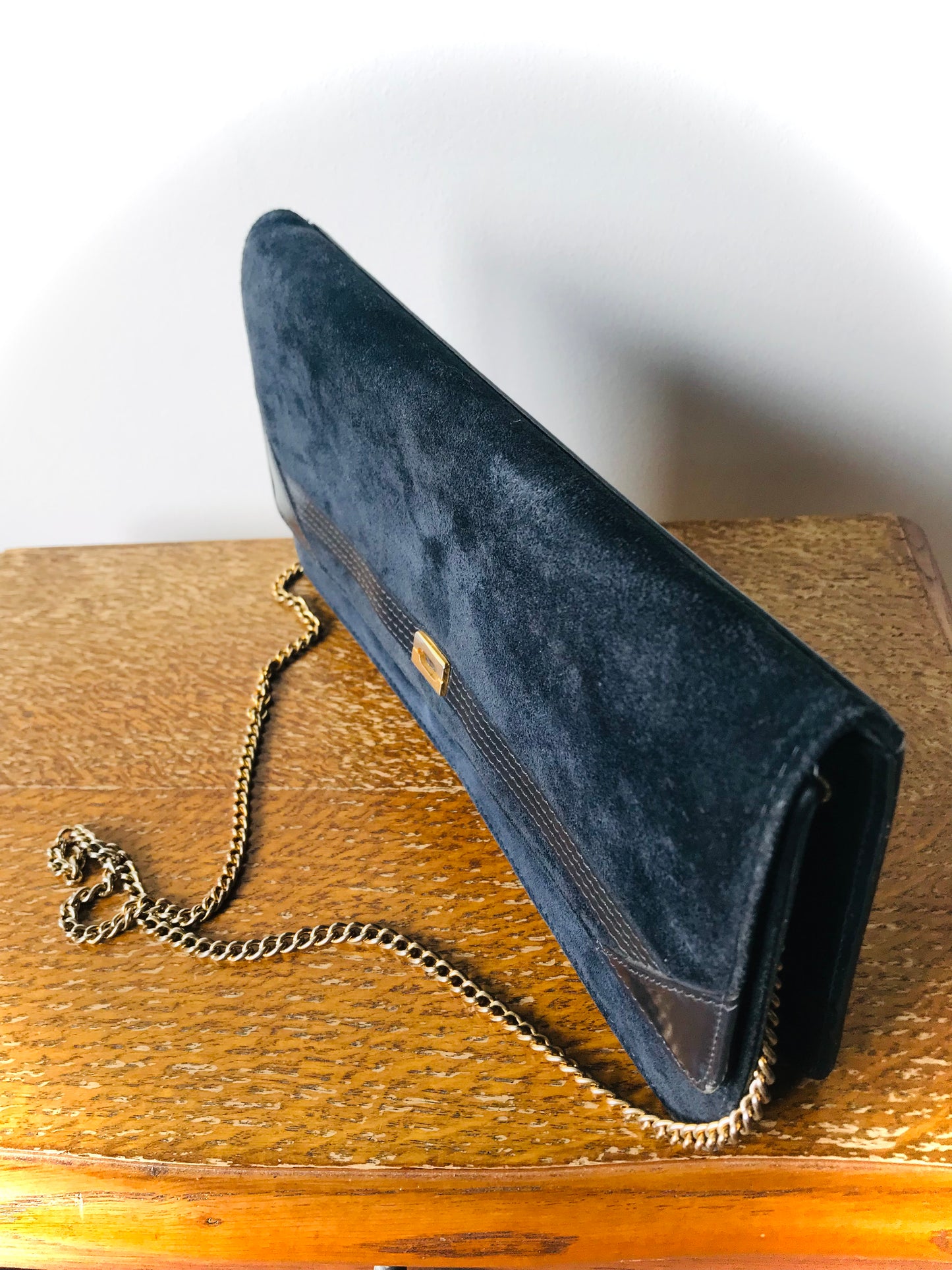 Suede & leather clutch