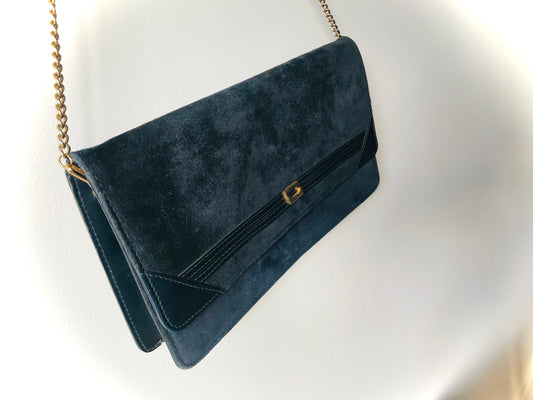 Suede & leather clutch