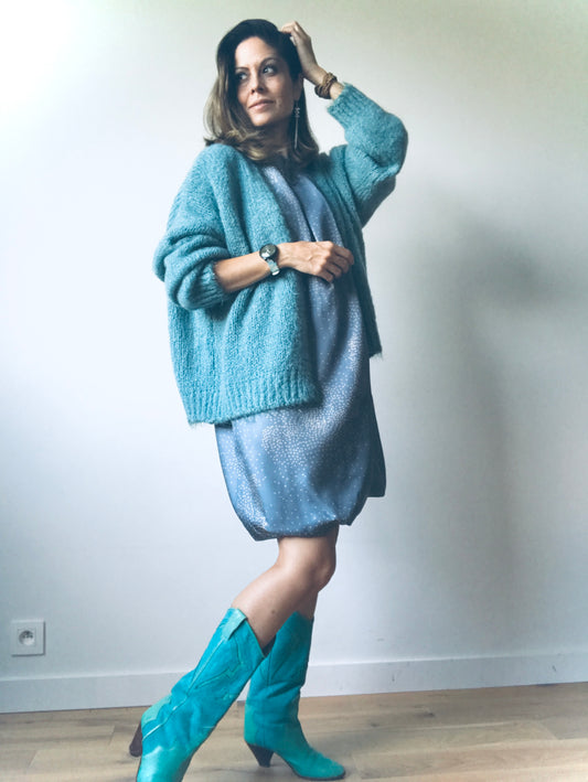 Turquoise wool cardigan