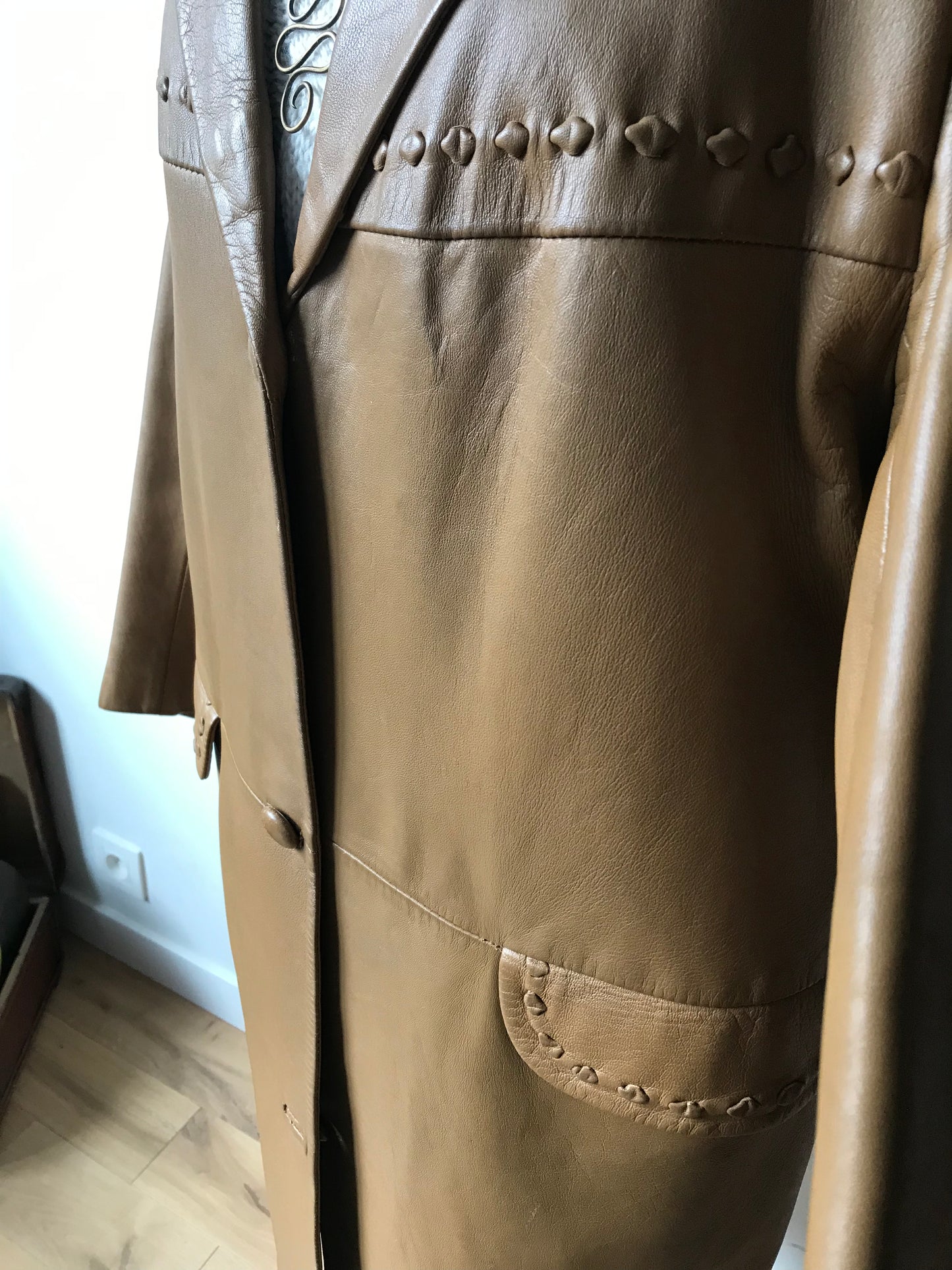 Lamb leather vintage coat