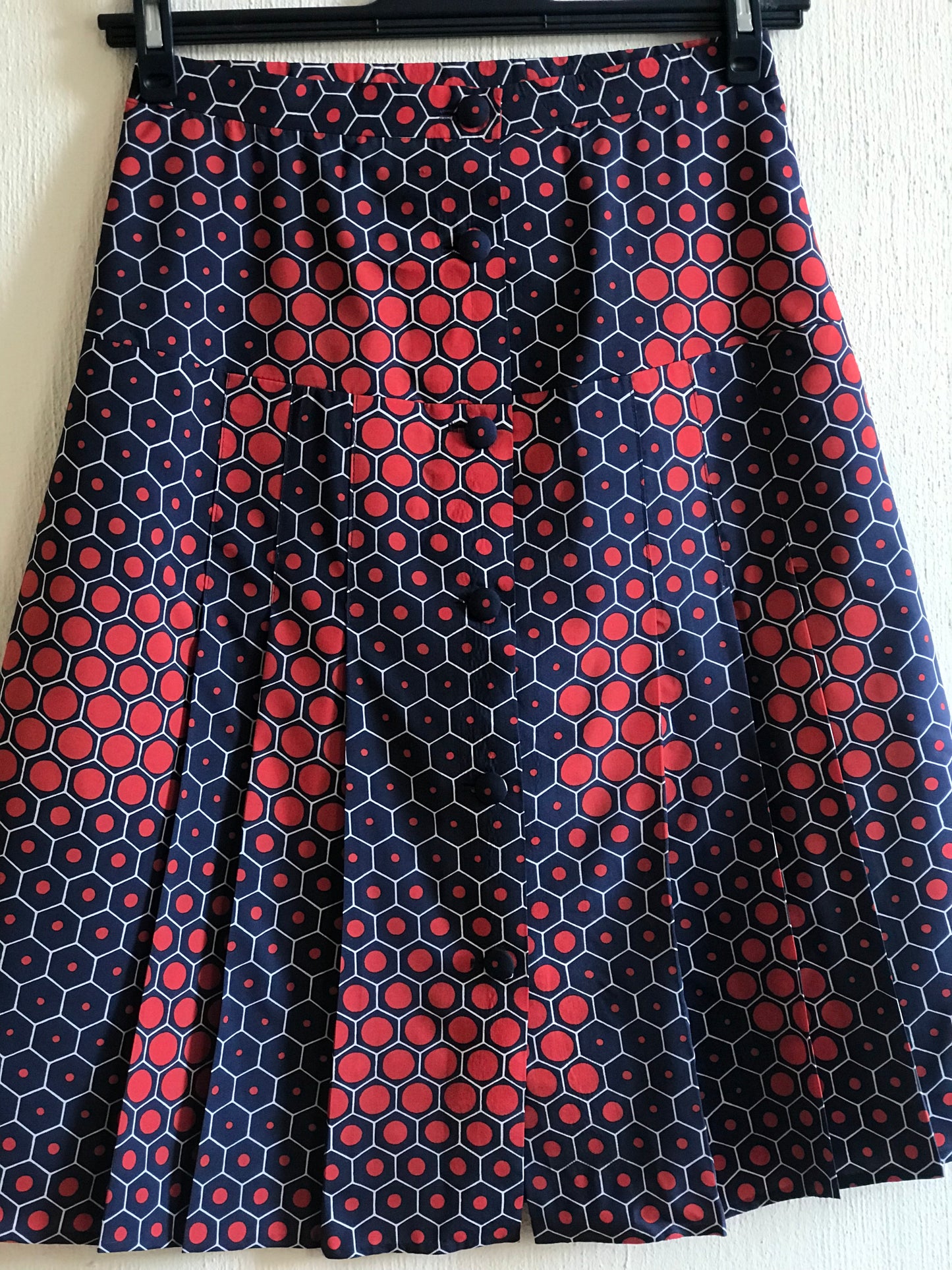 Retro print pleated skirt