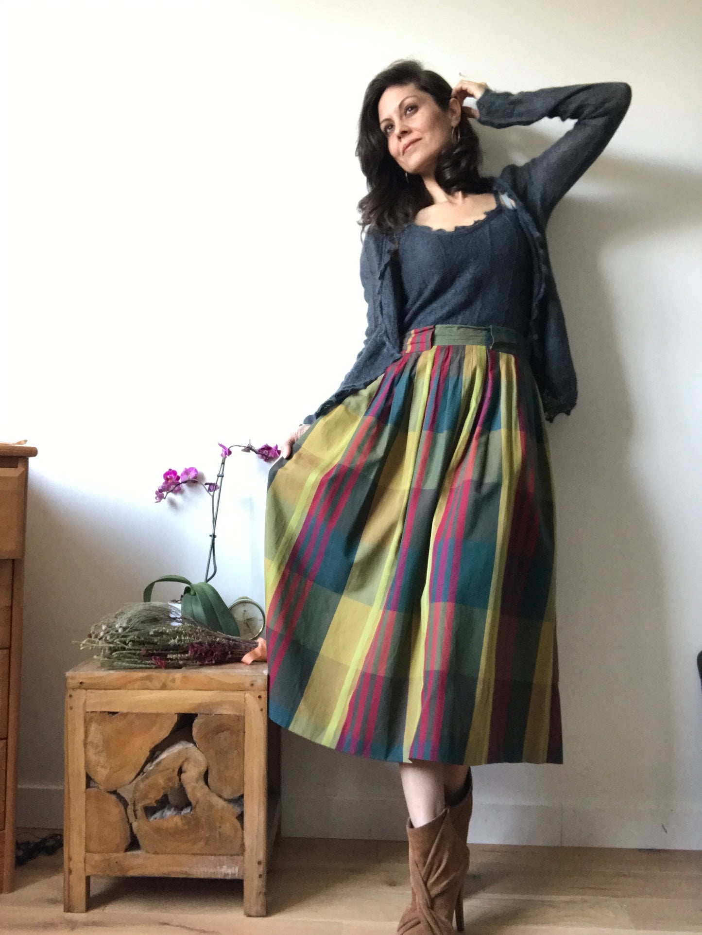 Vintage high waist midi skirt