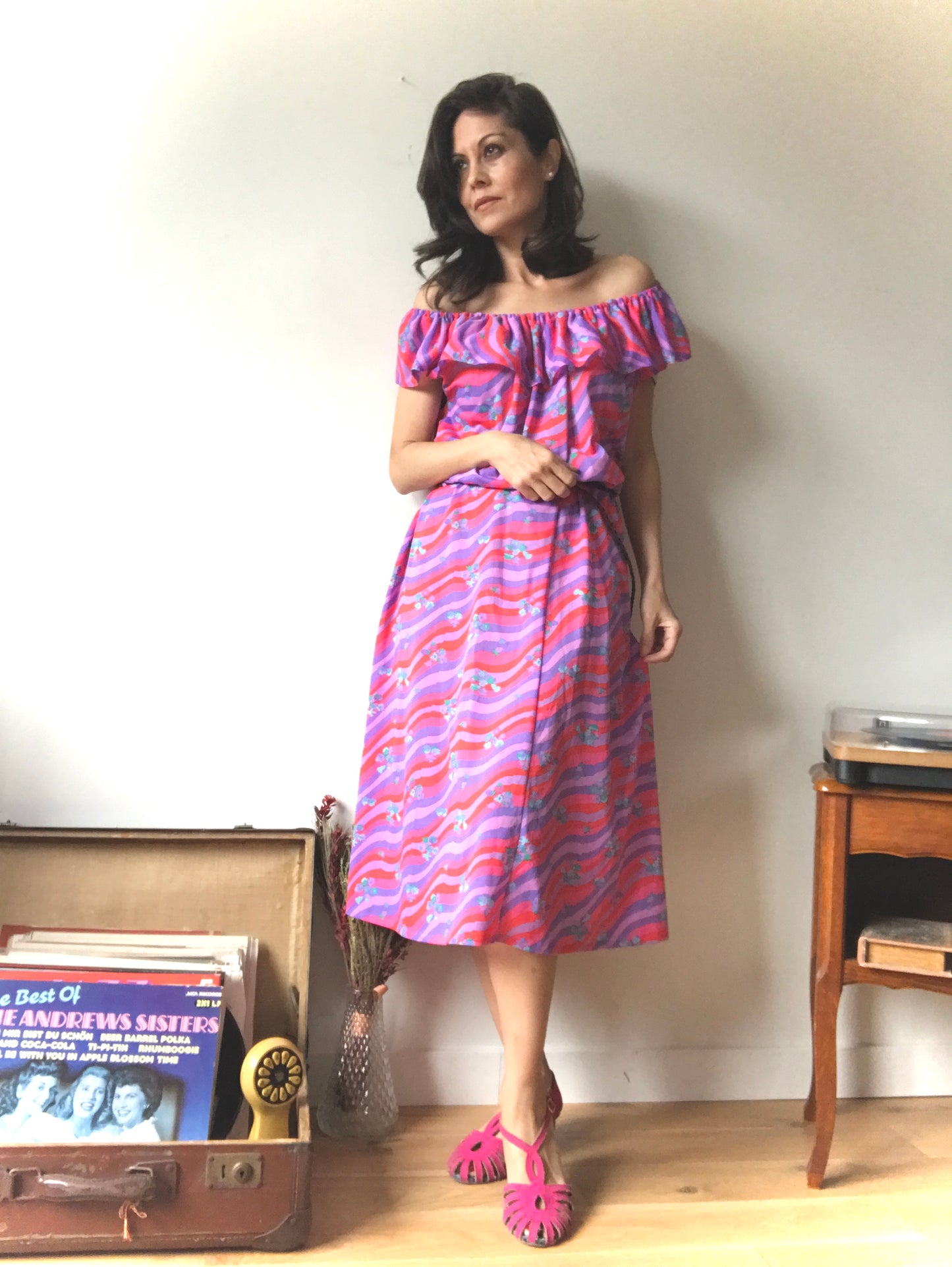 off shoulder vintage dress