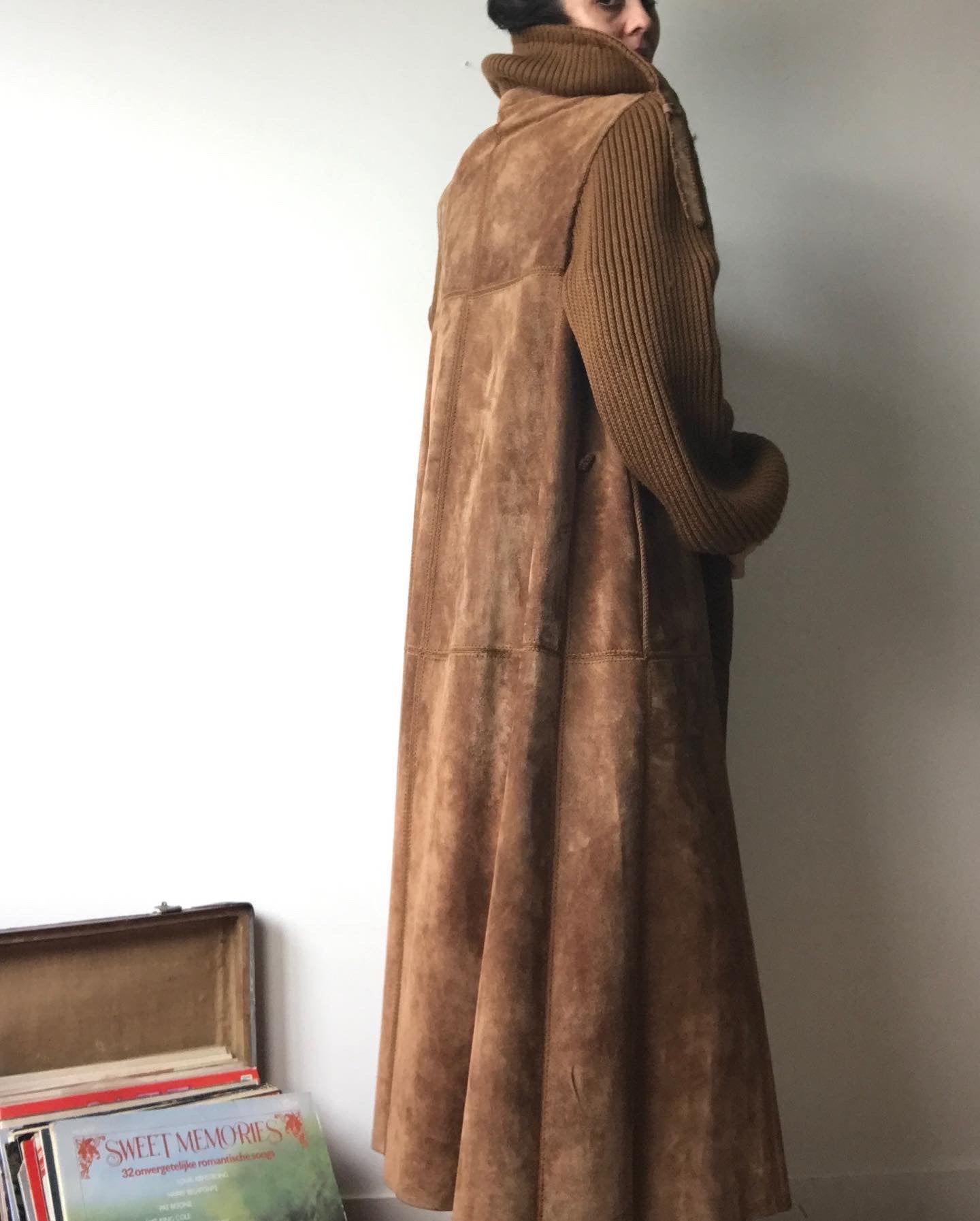 suede maxi coat 80s