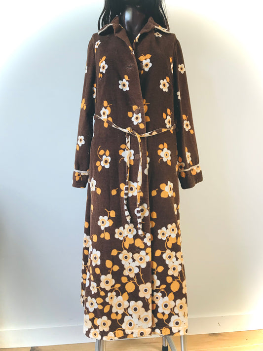 retro floral print dressing gown