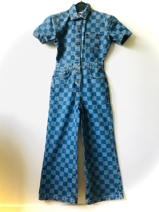 Vintage checkered denim jumpsuit