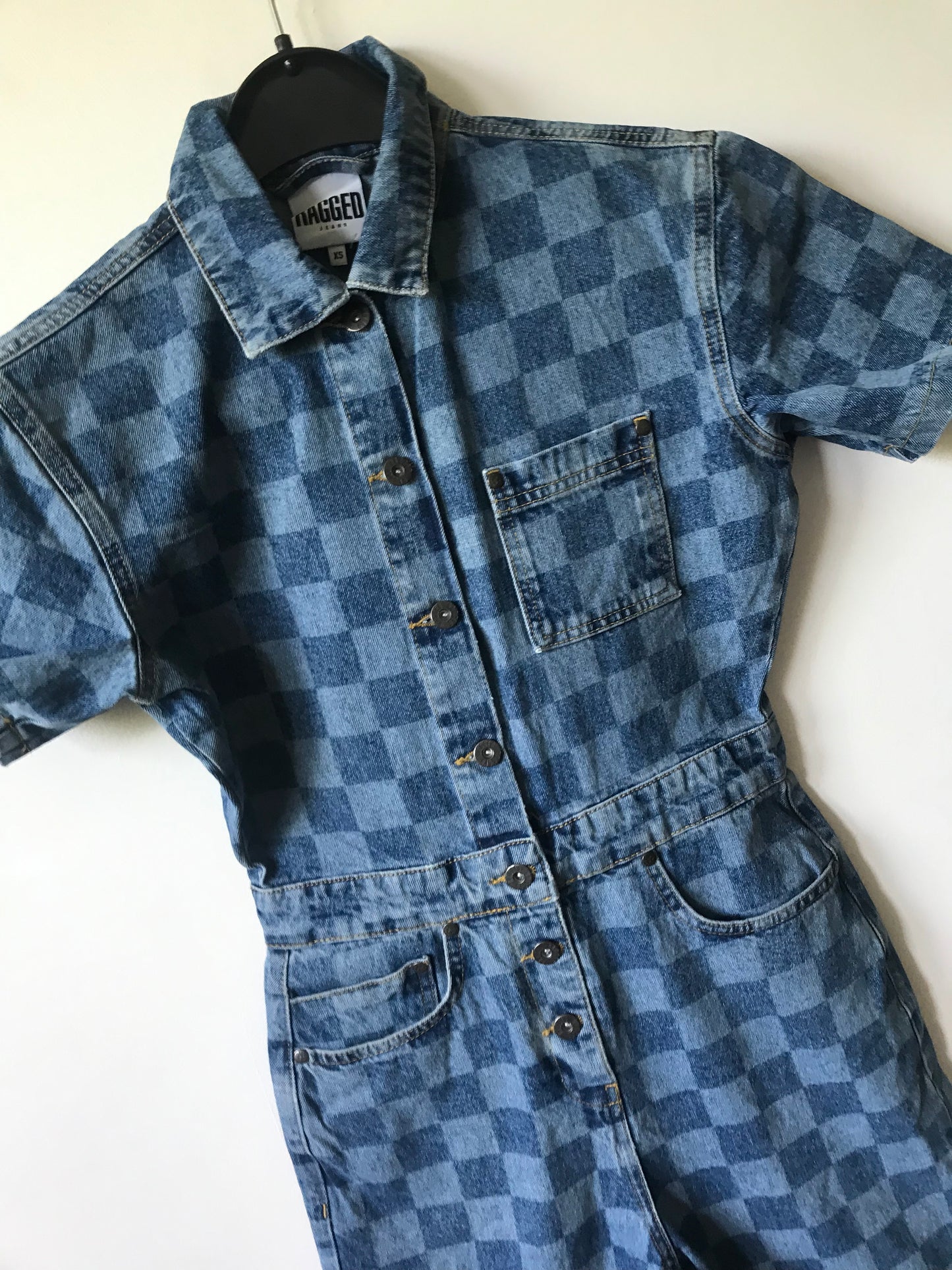 Vintage checkered denim jumpsuit